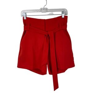 7th Avenue New York & Company Red High Waisted Tie Belt Shorts Size 2